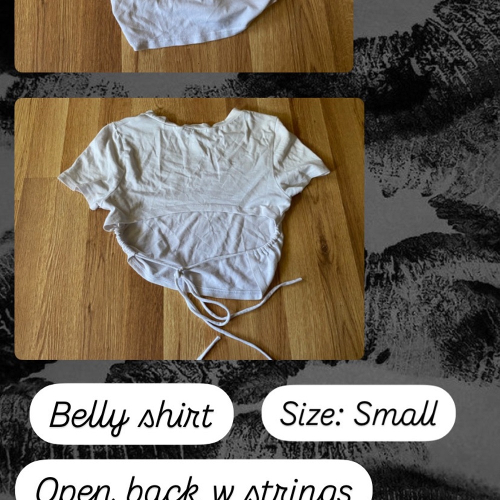 White Open Back Belly Shirt with Strings